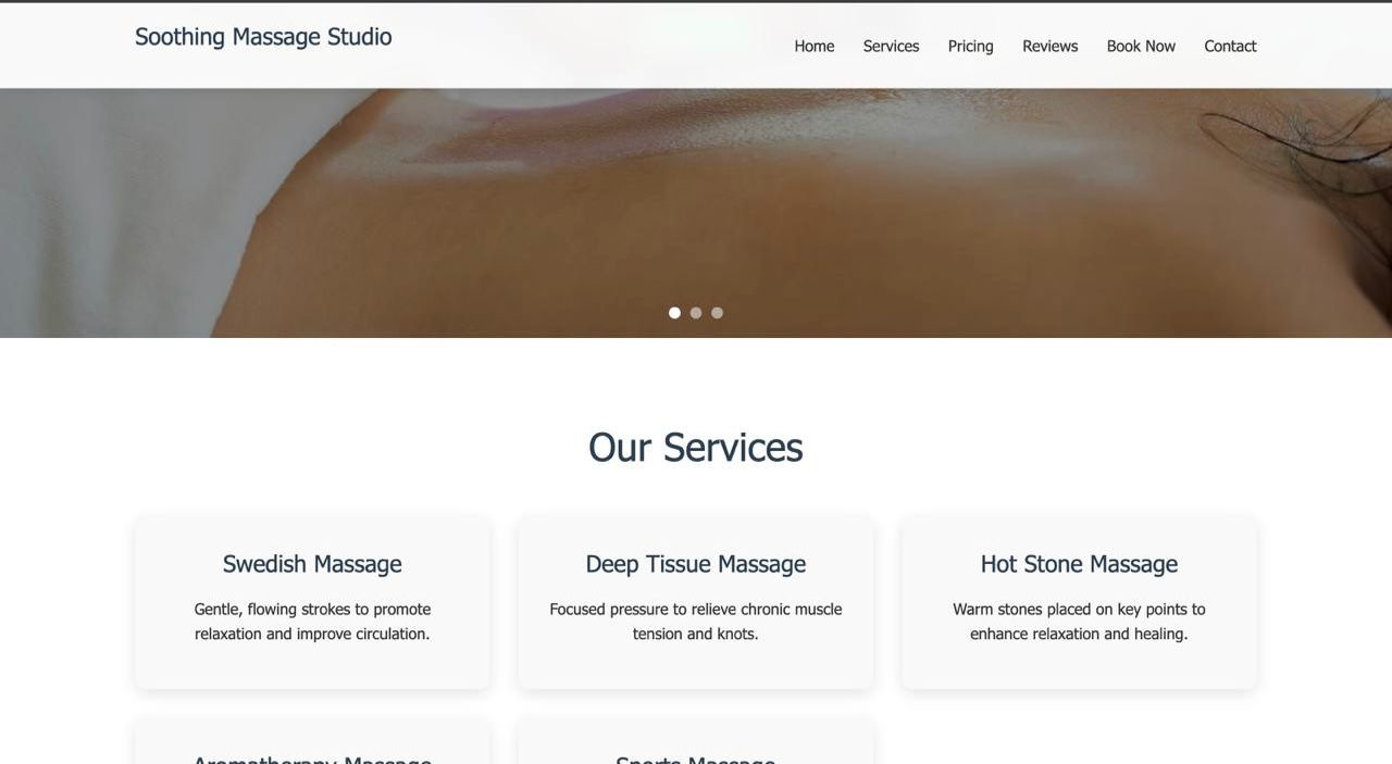 Soothing Massage Studio Website